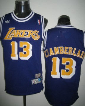 Mens Los Angeles Lakers #13 Wilt Chamberlain Purple Throwback Swingman Jersey