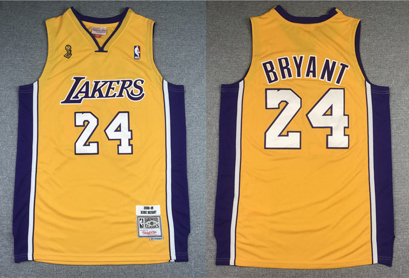 Men’s Los Angeles Lakers #24 Kobe Bryant Gold Mitchell & Ness Hardwood Classics 2008-09 Finals Champions Jersey