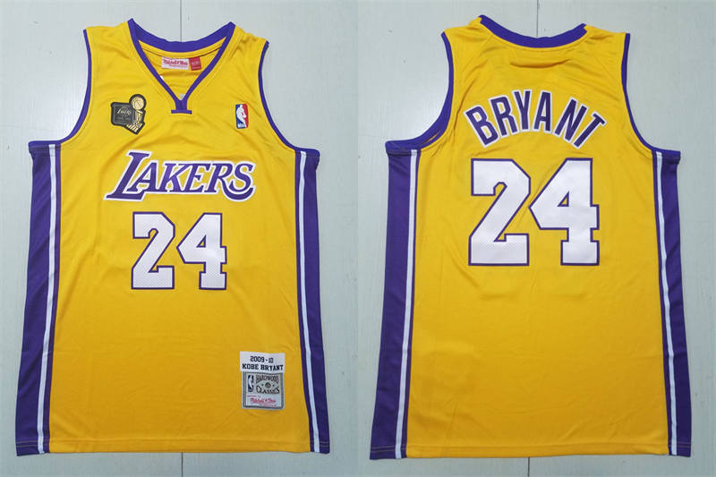 Men’s Los Angeles Lakers #24 Kobe Bryant Gold Mitchell & Ness Hardwood Classics 2009-10 Finals Champions Jersey