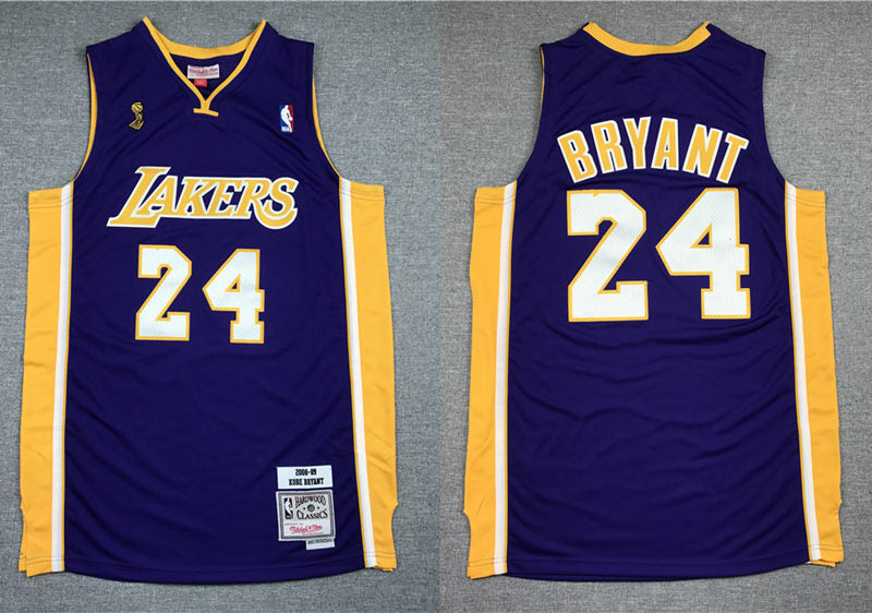 Men’s Los Angeles Lakers #24 Kobe Bryant Purple Mitchell & Ness Hardwood Classics 2008-09 Finals Champions Jersey