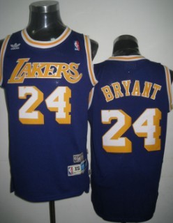 Men’s Los Angeles Lakers #24 Kobe Bryant Purple Swingman Throwback Jersey