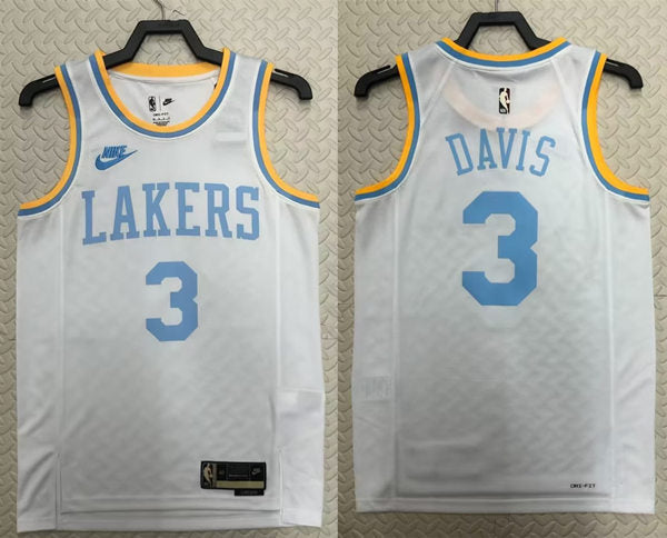 Mens Los Angeles Lakers #3 Anthony Davis White 2022-23 Classic Edition Jersey