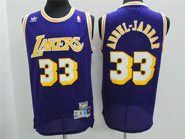 Men’s Los Angeles Lakers #33 Kareem Abdul-Jabbar Purple Mitchell & Ness Throwback Jersey