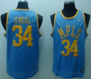 Mens Los Angeles Lakers #34 Shaquille O’neal Blue Throwback Swingman Jersey