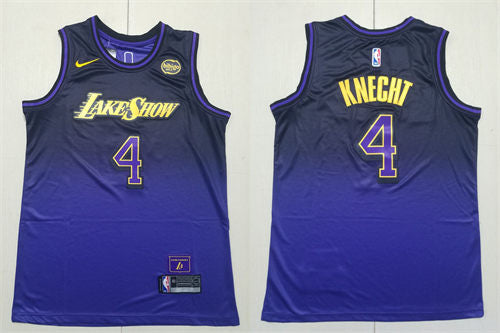 Men’s Los Angeles Lakers #4 Dalton Knecht 2024-25 Purple City Edition Jersey