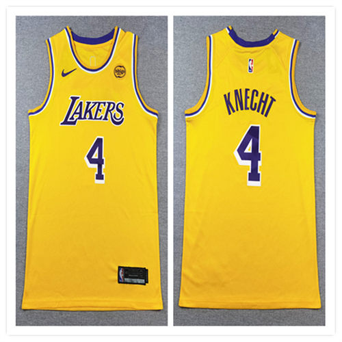 Men’s Los Angeles Lakers #4 Dalton Knecht Gold Icon Edition Jersey