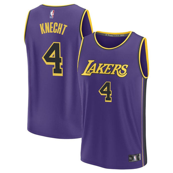 Men’s Los Angeles Lakers #4 Dalton Knecht Purple Statement Edition Jersey