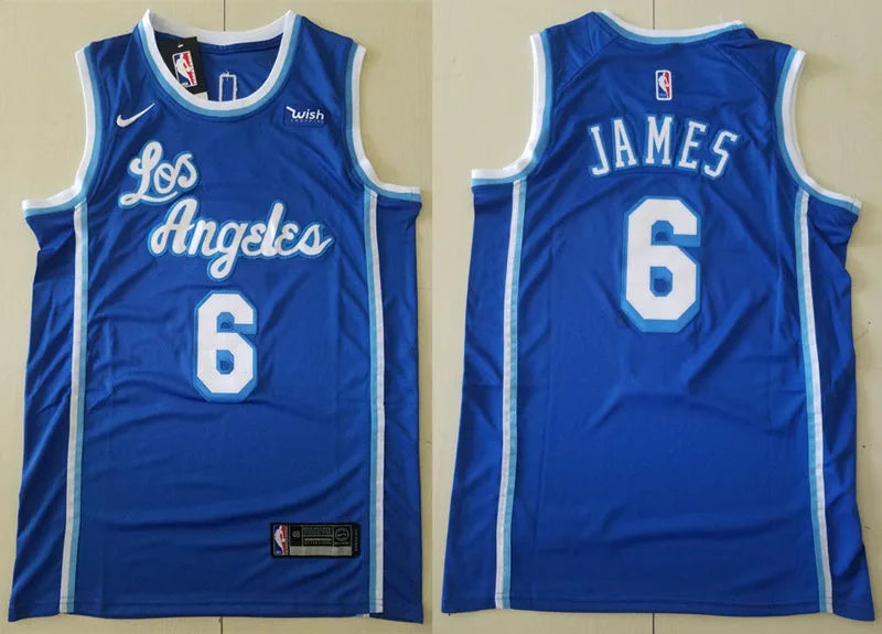 Mens Los Angeles Lakers #6 LeBron James Nike Royal Hardwood Classics Jersey