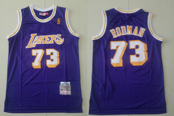 Men’s Los Angeles Lakers #73 Dennis Rodman 1998-99 Purple Mitchell&Ness Throwback Swingman Jersey