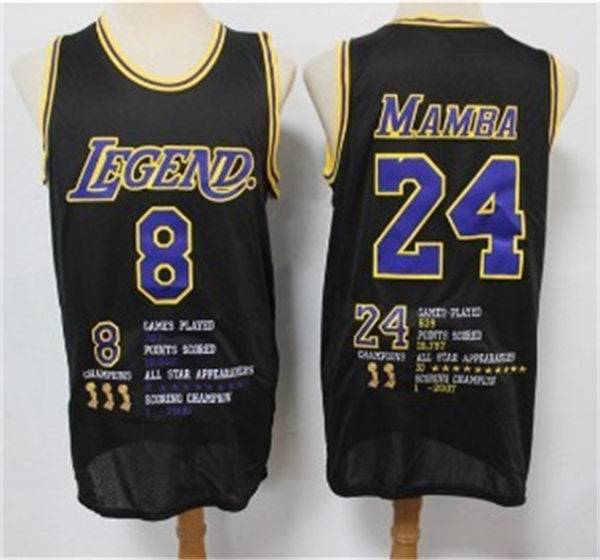 Men’s Los Angeles Lakers #8 Font #24 Back Kobe Bryant Black Mamba Honor Black Jersey