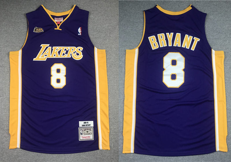 Men’s Los Angeles Lakers #8 Kobe Bryant Purple Hardwood Classics 2000-01 Finals Jersey