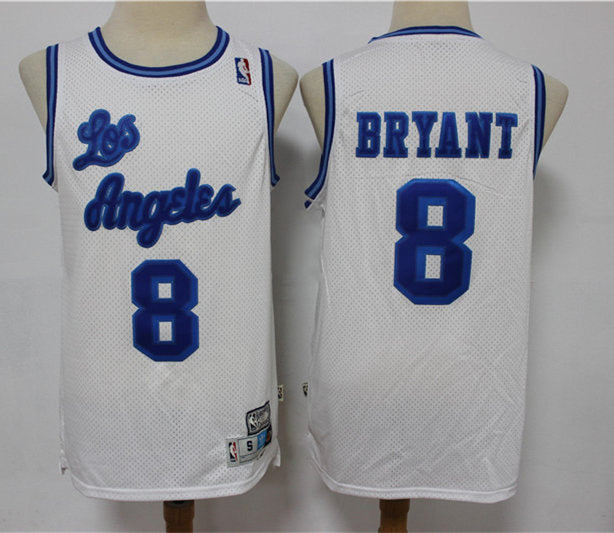 Men’s Los Angeles Lakers #8 Kobe Bryant White Mitchell Ness Hardwood Classics Throwback Jersey