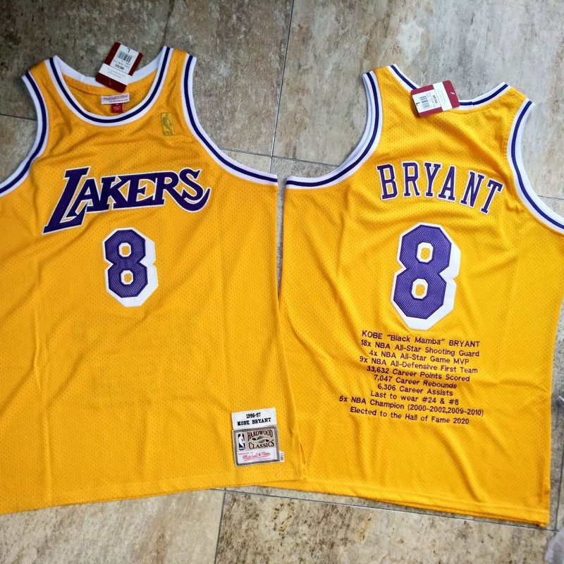 Men’s Los Angeles Lakers #8 Kobe Bryant Yellow 1996-97 Hardwood Classics Soul AU Throwback Jersey