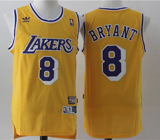 Men’s Los Angeles Lakers #8 Kobe Bryant Yellow Hardwood Classics Soul Swingman Throwback Jersey