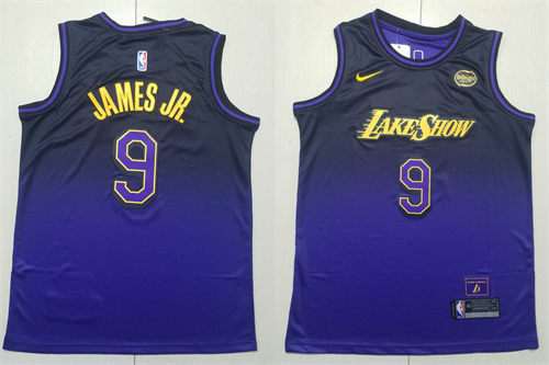 Men’s Los Angeles Lakers #9 Bronny James Jr. 2024-25 Purple City Edition Jersey