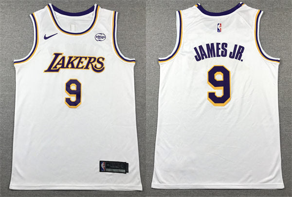 Men’s Los Angeles Lakers #9 Bronny James Jr. White Association Edition Jersey
