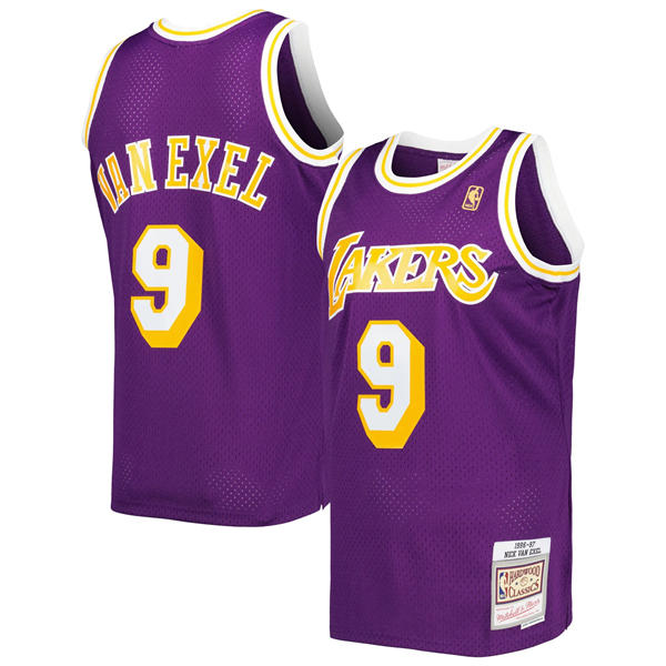 Men’s Los Angeles Lakers #9 Nick Van Exel Purple 1996-97 Throwback Hardwood Classics Jersey