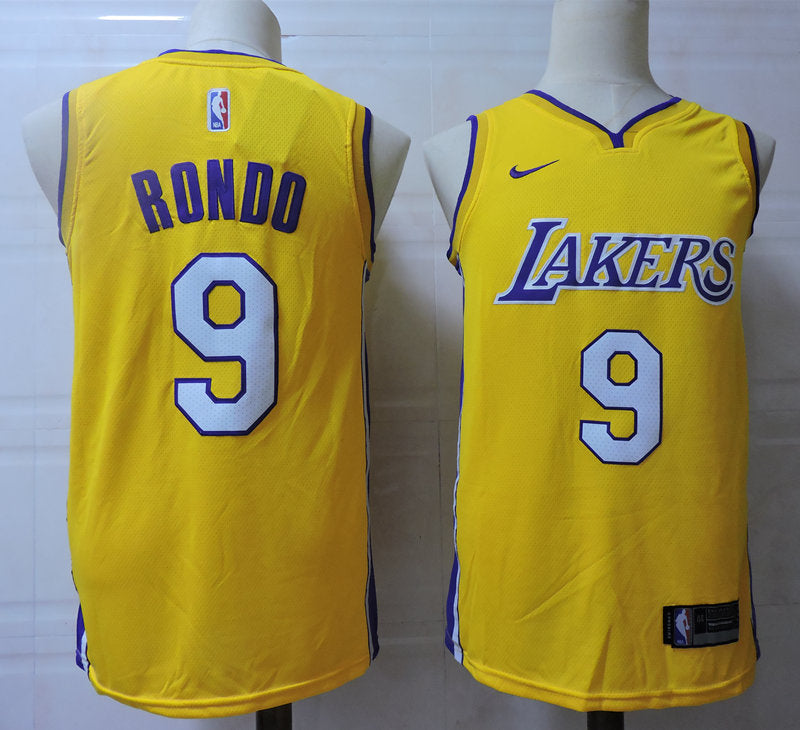 Men’s Los Angeles Lakers #9 Rajon Rondo Nike Gold Swingman Jersey