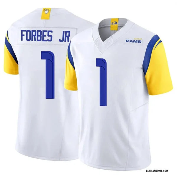 Mens Los Angeles Rams #1 Emmanuel Forbes Jr. Nike White Alternate Vapor F.U.S.E. Limited Jersey