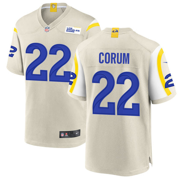 Mens Los Angeles Rams #22 Blake Corum Nike Bone Vapor Untouchable Limited Jersey