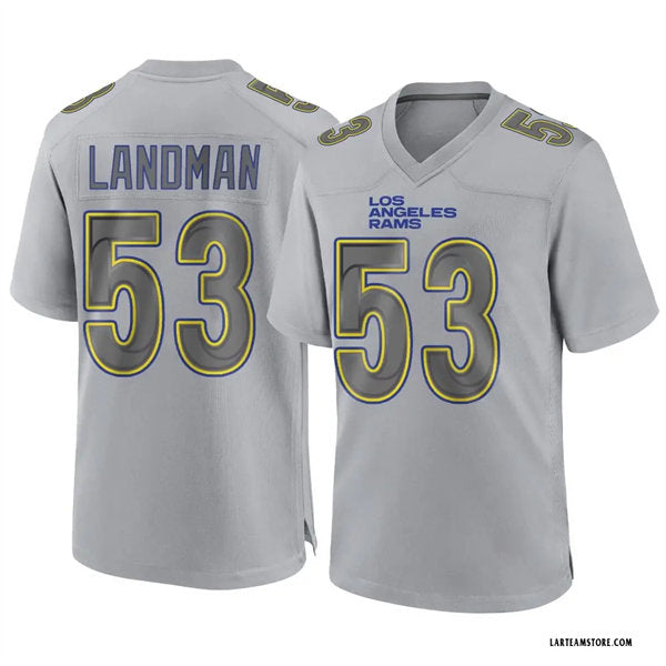 Mens Los Angeles Rams #53 Nate Landman Nike Gray Atmosphere Fashion Game Jersey