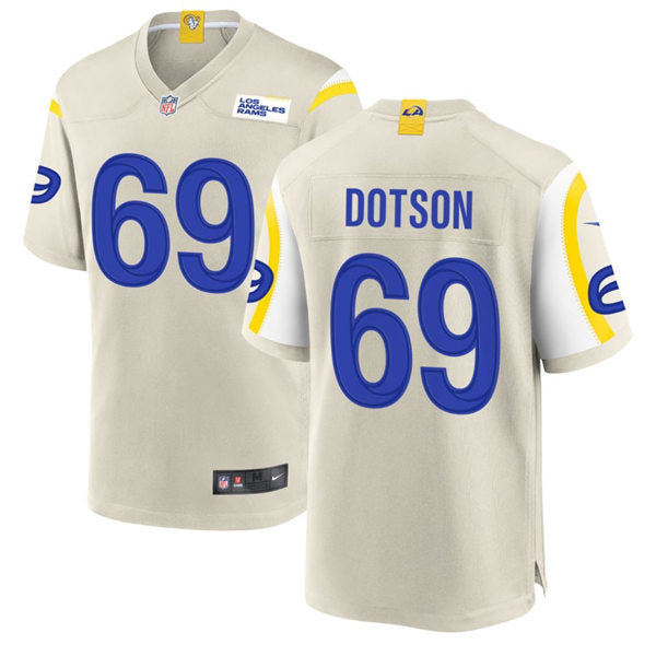 Mens Los Angeles Rams #69 Kevin Dotson Nike Bone Vapor Untouchable Limited Jersey