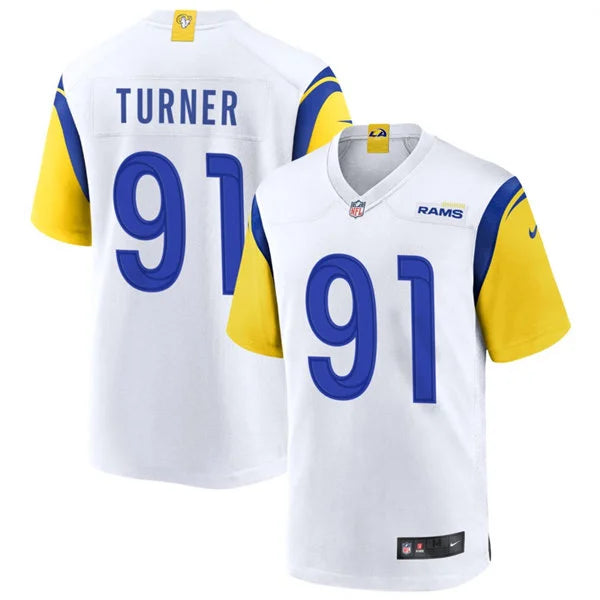 Mens Los Angeles Rams #91 Kobie Turner Nike White Alternate Vapor F.U.S.E. Limited Jersey