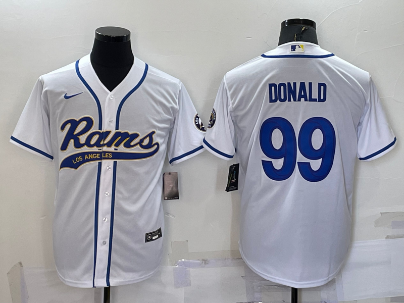 Men’s Los Angeles Rams Aaron Donald #99 White Jersey Joint Edition
