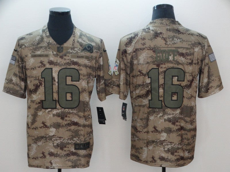 Men’s Los Angeles Rams Jared Goff #16 Camouflage Jersey