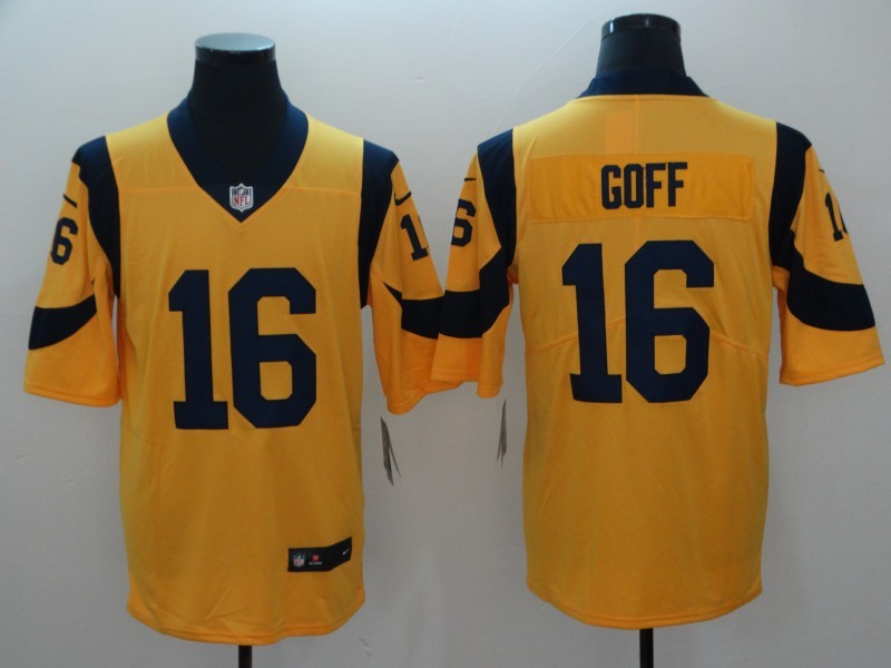 Men’s Los Angeles Rams Jared Goff #16 Yellow Jersey
