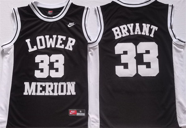Men’s Lower Merion #33 Kobe Bryant High School Black White Basketball Jersey