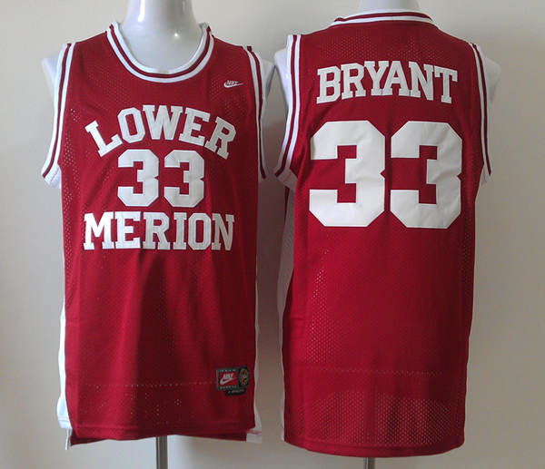 Men’s Lower Merion #33 Kobe Bryant Red Soul Swingman Stitched High School Basketball Jersey