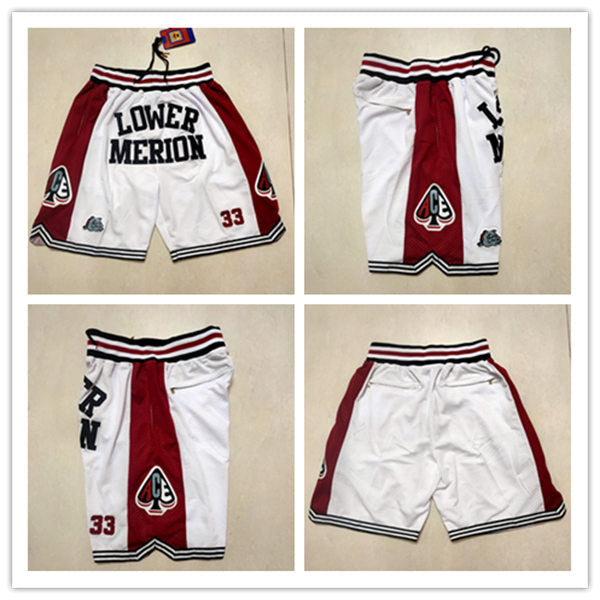 Men’s Lower Merion #33 Kobe Bryant White Shorts