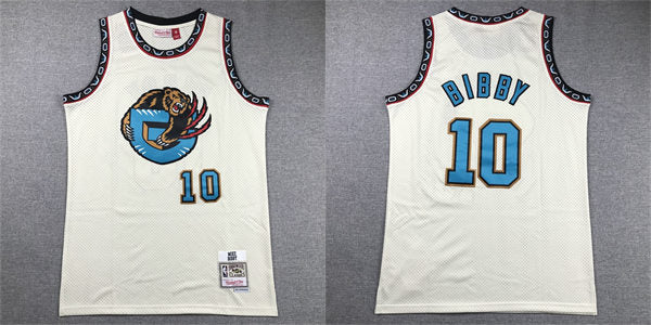 Mens Memphis Grizzlies #10 Mike Bibby Mitchell & Ness Chainstitch Swingman Jersey – Cream