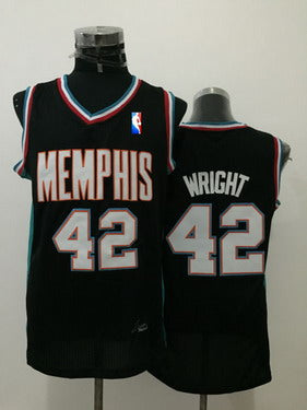 Men’s Memphis Grizzlies #42 Lorenzen Wright Black Hardwood Classics Soul Swingman Throwback Jersey