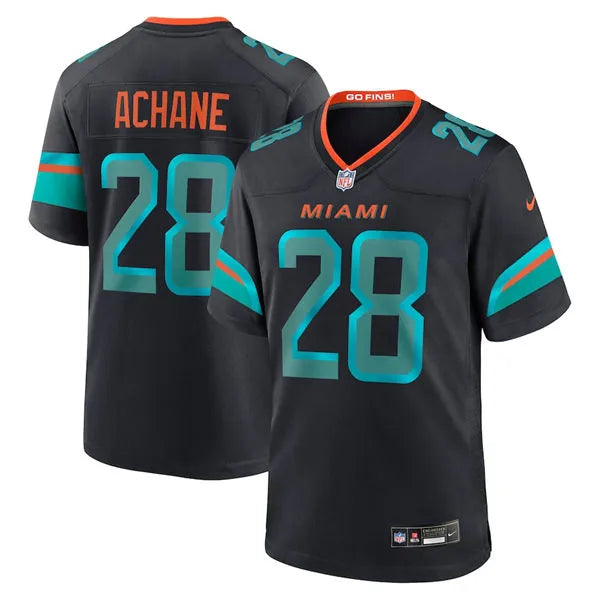 Mens Miami Dolphins #28 De’Von Achane Pitch Blue 2025 Rivalries Collection Limited Jersey