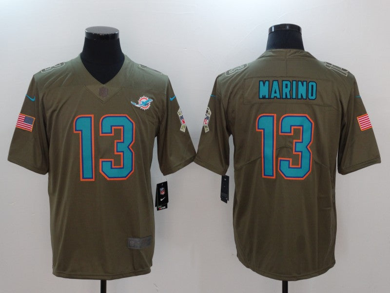 Men’s Miami Dolphins Dan Marino #13 Brown Authentic Jersey