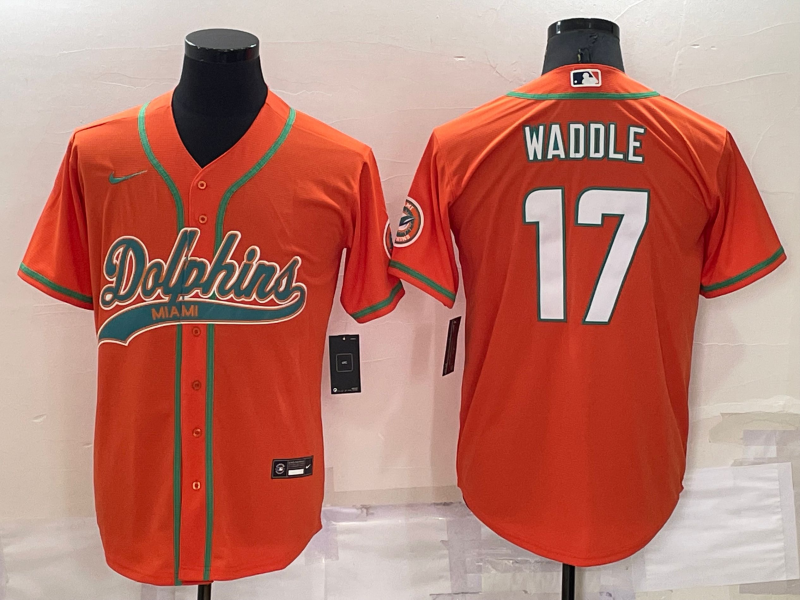 Men’s Miami Dolphins Jaylen Waddle #17 Orange Jersey Joint Edition