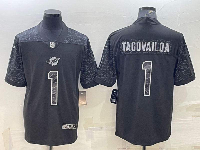 Men’s Miami Dolphins Tua Tagovailoa #1 Black RFLCTV Limited Jersey