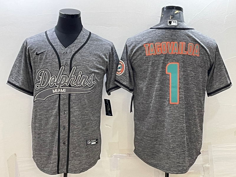 Men’s Miami Dolphins Tua Tagovailoa #1 Gray Jersey Joint Edition