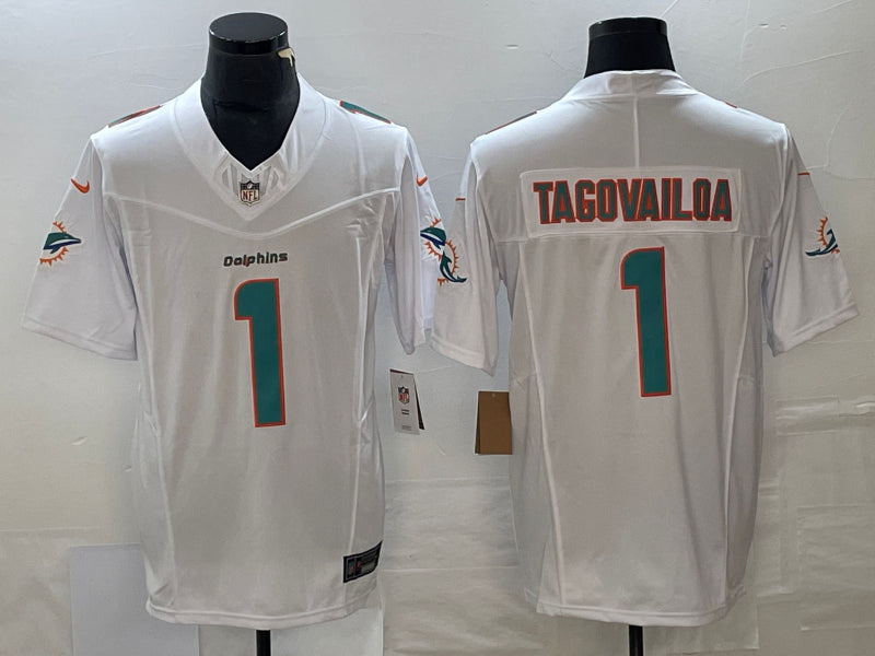 Men’s Miami Dolphins Tua Tagovailoa #1 White Aqua Legend Jersey