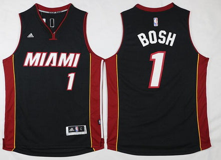 Men’s Miami Heat #1 Chris Bosh Revolution 30 Swingman 2015-16 New Black Jersey
