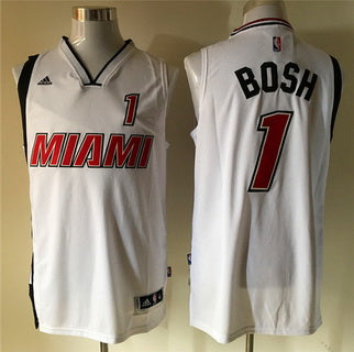 Men’s Miami Heat #1 Chris Bosh Revolution 30 Swingman 2015-16 Retro White Jersey