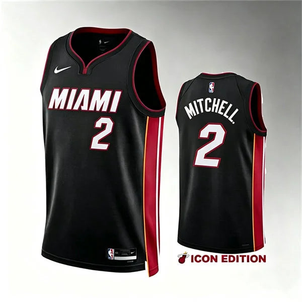 Mens Miami Heat #2 Davion Mitchell Nike Black Icon Edition Swingman Jersey