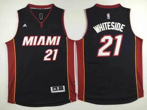Men’s Miami Heat #21 Hassan Whiteside Revolution 30 Swingman 2015 New Black Jersey