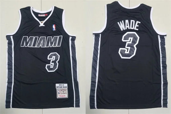 Mens Miami Heat #3 Dwyane Wade Black 2011-12 Hardwood Classics Jersey