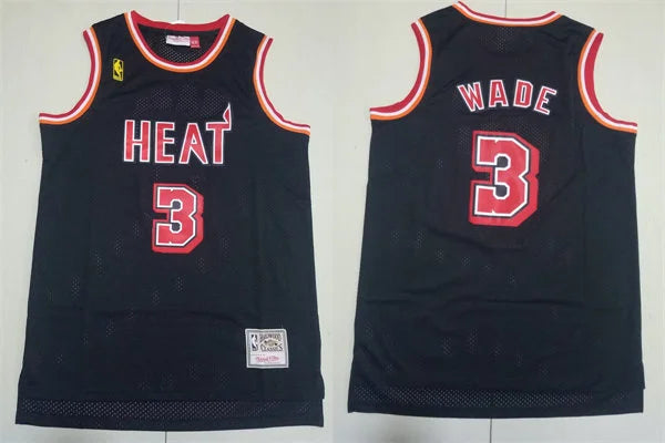 Mens Miami Heat #3 Dwyane Wade Black Hardwood Classics Jersey