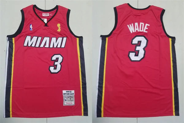 Mens Miami Heat #3 Dwyane Wade Red 2005-06 Champtions Hardwood Classics Jersey