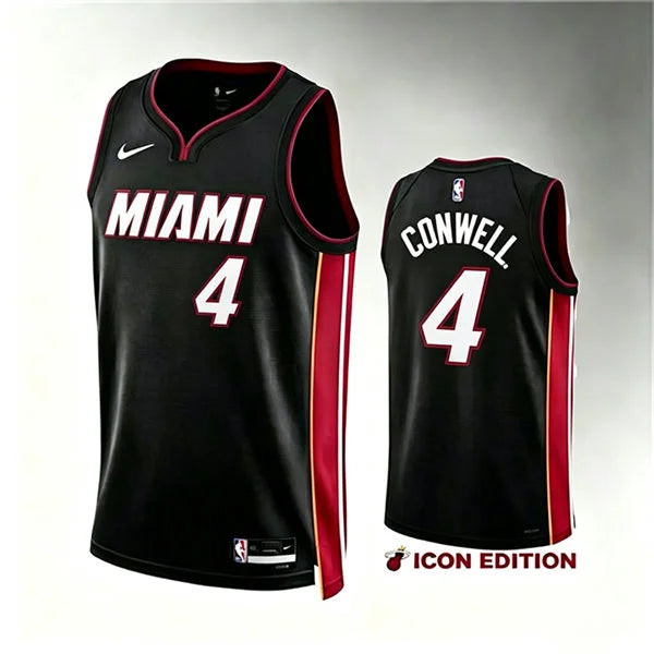 Mens Miami Heat #4 Ryan Conwell Nike Black Icon Edition Swingman Jersey