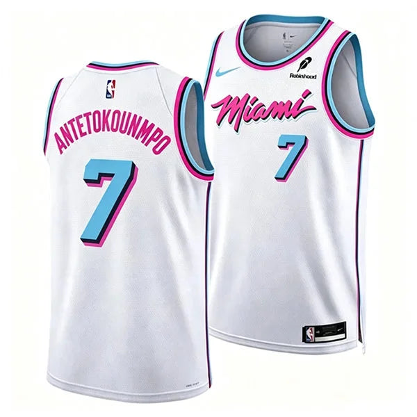 Mens Miami Heat #7 Giannis Antetokounmpo Nike Original Vice Swingman Jersey White